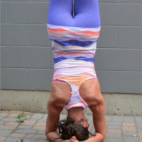 Lululemon Cool Racerback Beacher Stripe White Iris Flower - Picture 1 of 6